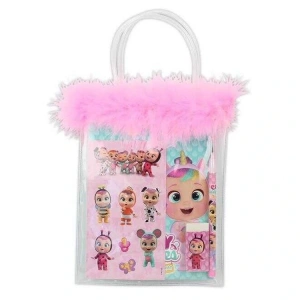 CEM CRY BABIES CRY-7746 KIRTASİYE SETİ TÜYLÜ VE PVC ÇANTALI 4 PARÇA