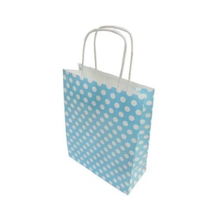 TEKNOPOİNT BÜKÜM SAPLI 11x6x15  HEDİYELİK KAĞIT ÇANTA MAVİ PUANTİYE