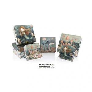 GIPTA OCEAN KARE HEDİYE KUTUSU BX2796 G NO:5,5 225x225x110 mm - TEKLİ