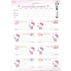 KESKİN 220130-08  HELLO KİTTY DERS PROGRAMLI OKUL ETİKETİ 3LÜ
