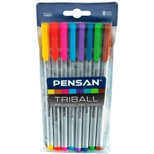 PENSAN TRIBALL RENKLİ TÜKENMEZ KALEM 1mm. 8 Lİ  1003