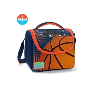 CORAL HIGH 11766 KIDS TURUNCU LACİVERT BASKETBOL DESENLİ THERMO BESLENME ÇANTASI