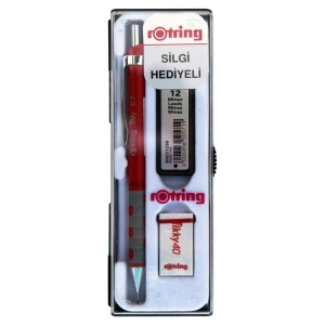 ROTRING TIKKY VERSATİL + MİN + SİLGİ 3LÜ OKUL SETİ - 0.7 mm  KIRMIZI
