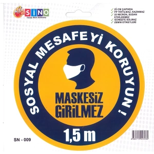 SİNO SN-009ZEMİN UYARI ETİKETİ - MASKESİZ GİRİLMEZ