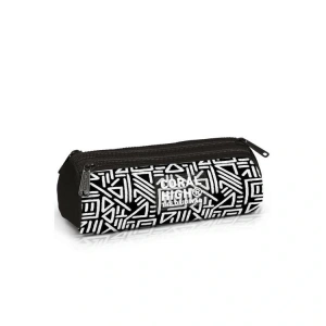 CORAL HIGH 11182 KIDS SİYAH BEYAZ GEOMETRİK DESENLİ ÜÇ BÖLMELİ KALEM ÇANTASI