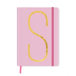 DEFFTER FABOOKS MONOGRAM HARF BASKILI LASTİKLİ SERT KAPAK ÇİZGİLİ DEFTER 168 SYF - S