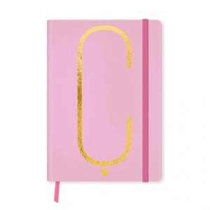 DEFFTER FABOOKS MONOGRAM HARF BASKILI LASTİKLİ SERT KAPAK ÇİZGİLİ DEFTER 168 SYF - Ç