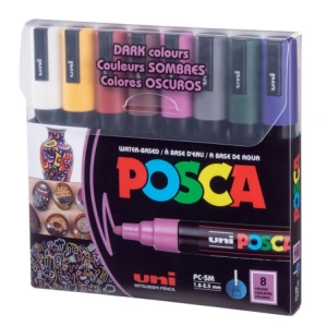 UNİ POSCA SU BAZLI MARKER KOYU RENKLER PC-5M 1.8-2.5 8Lİ SET