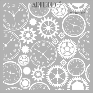ARTDECO STENCİL 30X30CM ÇOKLU SAAT 132