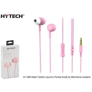 HYTECH HY-X05 MOBİL TELEFON UYUMLU KULAK İÇİ MİKROFONLU KULAKLIK PEMBE