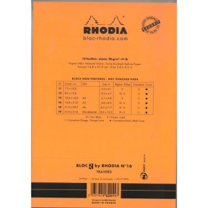 RHODIA BSC RS162011 A5 KARTON KAPAK ÇİZGİLİ BLOKNOT DEFTER TURUNCU KAPAK 70 YP.