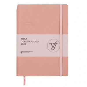 VICTORIAS JOURNALS 124-1465 14X20,5  KUKA GÜNLÜK AJANDA A5 - PUDRA PEMBE