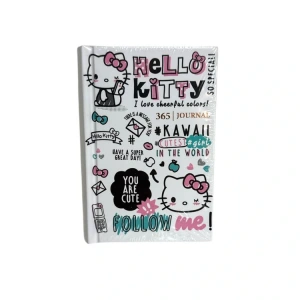 VICTORIAS JOURNALS 525-1990 HELLO KITTY AND FRIEDNS A7 SERT KAPAK  GÜNLÜK AJANDA 80 GR. 368 SAYFA  - BEYAZ