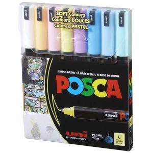 UNİ POSCA SU BAZLI MARKER SOFT RENKLER PC-1MR/8C SC 0.7mm 8Lİ SET