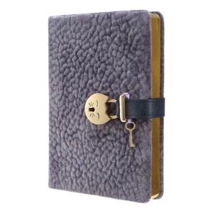 VICTORIAS JOURNALS 9305 13x18cm 80gr.160YP. MİYAW KUTULU KİLİTLİ ÇİZGİLİ DEFTER MOR