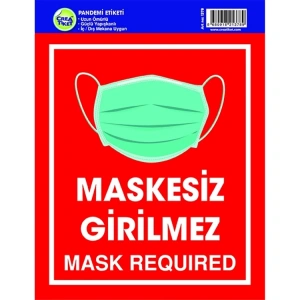 CREA UYARI ETİKETİ - 1378 MASKESİZ GİRİLMEZ/ MASK REQUIRED