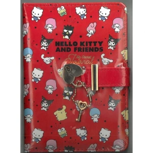 VICTORIAS JOURNALS 525-2022 HELLO KITTY & FRIENDS KALP KİLİTLİ GÜNLÜK DEFTER RENKLİ ÖZEL SAYFALAR 12x17cm 80gr.192 SAYFA - KIRMIZI