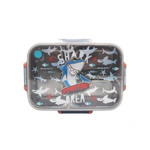 VEST BES0012 KÖPEK BALIĞI DESENLİ ŞEFFAF KAPAKLI 3 BÖLMELİ 800 ML ÇELİK BESLENME KABI