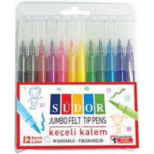 SÜDOR KK02 YIKANABİLİR JUMBO KEÇELİ KALEM 12 RENK