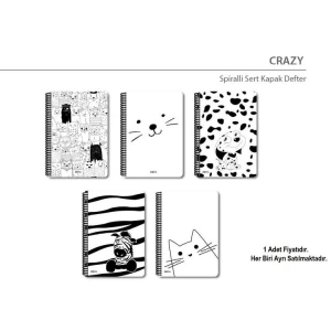 PAPİRÜS CRAZY SERT KAPAK SPİRALLİ 16X23 120YP. KARELİ DEFTER