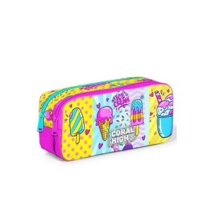 CORAL HIGH 12078 KIDS  MIXED DONDURMA DESENLİ İKİ BÖLMELİ KALEM ÇANTASI