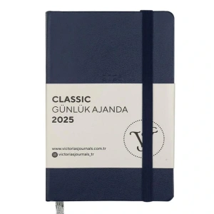 VICTORIAS JOURNALS 124-1484 9X14 CLASSIC LASTİKLİ GÜNLÜK AJANDA A5 - LACİVERT