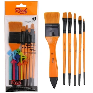 RİCH SET8-74-11224 8000 SERİSİ SARI SENTETİK SARI SAPLI 6LI KARMA ZEMİN FIRÇASI SETİ