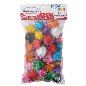 KRAF KIDS KK95 3 CM SİMLİ PONPON 50Lİ KARMA