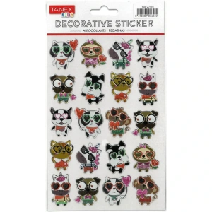 TANEX KIDS TNX-27155 DEKORATİF ETİKETLER - PUFFY KOMİK KEDİ-KÖPEK SERİSİ STICKER - TEKLİ