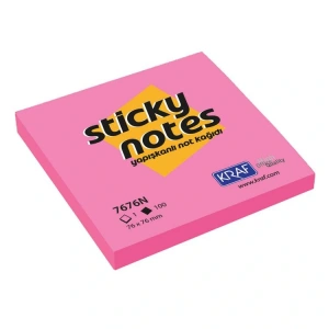 KRAF 7676N-PK YAPIŞKANLI NOT KAĞIDI 76X76mm NEON PEMBE