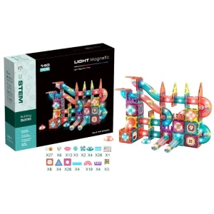 BAŞEL CH1174 LIGHT MAGNETIC TILES IŞIKLI MANYETİK YAPI BLOKLARI 140 PARÇA 3+
