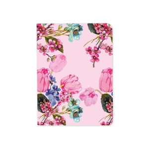DEFFTER FABOOKS TERZİ DİKİŞ KARTON KAPAK PEMBE ÇİÇEKLİ ÇİZGİLİ DEFTER A5 32 YP.