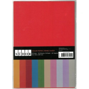 SÜDOR RF03 RENKLİ KAĞIT A4 10 RENK 30LU TEK PAKET