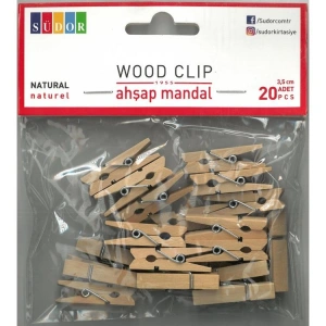SÜDOR BS129 AHŞAP MANDAL BÜYÜK 3,5 CM 20 Lİ NATUREL