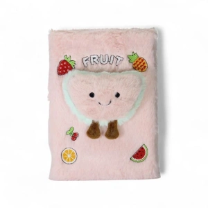 KAR YLMZ.PD-105  SÜPER MEYVELER KABARTMALI PELUŞ HATIRA DEFTERİ ÇİZGİLİ