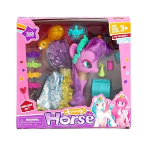 4İ 63811 LOVELY HORSE UNICORN SERIES UZUN SAÇLI KANATLI AKSESUARLI UNİCORN OYUN SETİ 3+