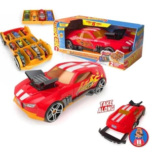 MATTEL HWCC15R HOT WHEELS 15 ARAÇ KAPASİTELİ YARIŞ ARABA MODELİ 2İN1 KIRMIZI  TAŞIMA VE SAKLAMA ÇANTASI +3