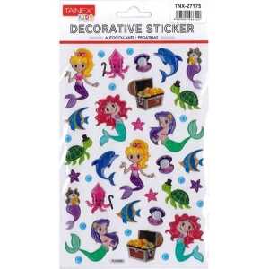 TANEX KIDS TNX-27175 DEKOTARİF ETİKETLER - KABARTMALI DENİZ KIZI VE BALIKLAR- 1 ADET