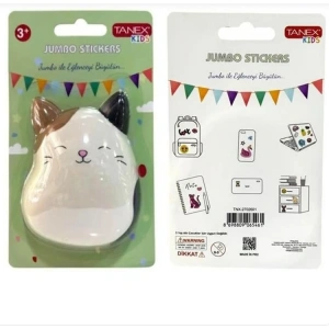 TANEX KIDS TNX-2700501 JUMBO STICKER - SQUISHY JUMBO PUFFY GÜLEN KEDİ - 1 ADET