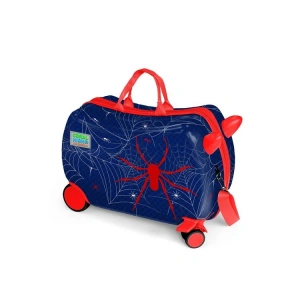 CORAL HIGH  16367 LACİVERT KIRMIZI ÖRÜMCEK DESENLİ  OTUR-ÇEK ÇOCUK VALİZİ