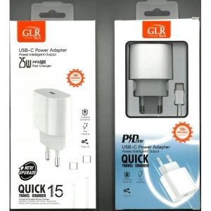 GLRTECH TRW460 USB-C  POWER ADAPTER 25W BEYAZ ŞARJ CİHAZI