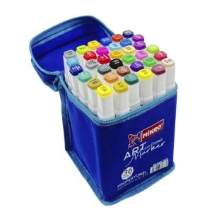 MİKRO ZW-8001-36S  ART DUAL ÇİFT TARAFLI MARKER BEZ ÇANTALI KALEM SETİ 36LI