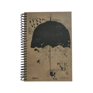 PAPİRÜS  KRAFT SERT KAPAK SPİRALLİ 19X27 80YP. KARELİ DEFTER