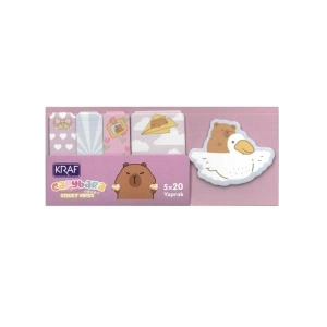 KRAF 2217-CB CAPYBARA 5 X 20YP YAPIŞKANLI NOT KAĞIDI SET - TEKLİ