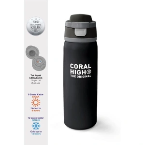 CORAL HIGH 38518 KIDS SİYAH PİPETLİ VE DİREKT İÇİM ÇELİK TERMOS 800ML
