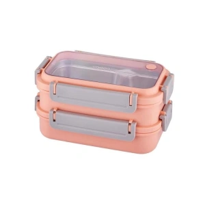 VAGONLİFE ÇELİK YEMEK KABI 2 KATLI BÖLMELİ 1200 ML - LUNCH BOX  BL2215  PEMBE