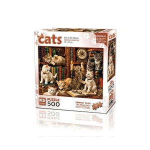 KS GAMES 20090 CATS IN THE LIBRARY 34x48cm YAPBOZ/PUZZLE 500 PARÇA