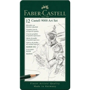 FABER CASTELL 119065 9000 ART SET 12Lİ DERECELİ ÇİZİM KALEM SETİ  TENEKE KUTU