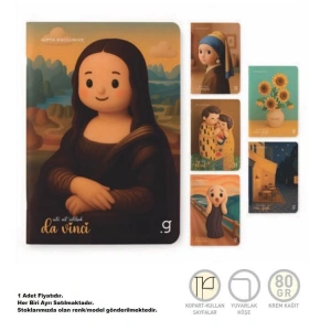 GIPTA CUTEART TEL DİKİŞLİ KARTON KAPAK 17X24 60YP. KARELİ DEFTER 8478 - TEKLİ