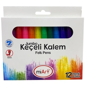 MİART MJKK12 5MM YIKANABİLİR JUMBO KEÇELİ KALEM 12li (12 RENK) KARTON KUTU